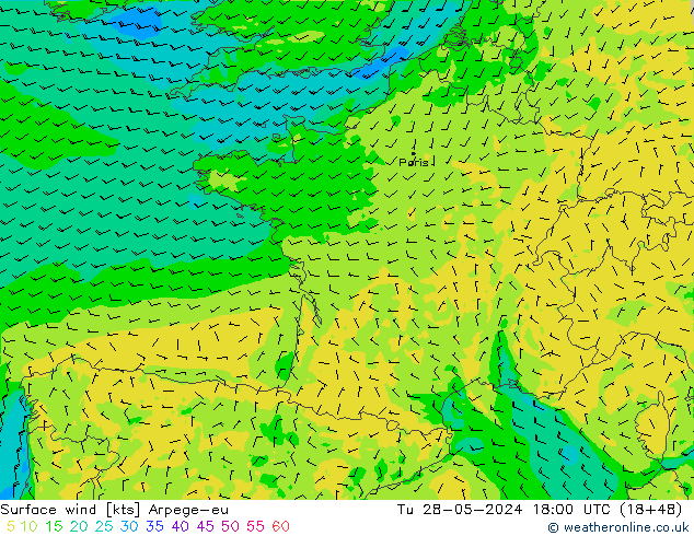 Bodenwind Arpege-eu Di 28.05.2024 18 UTC