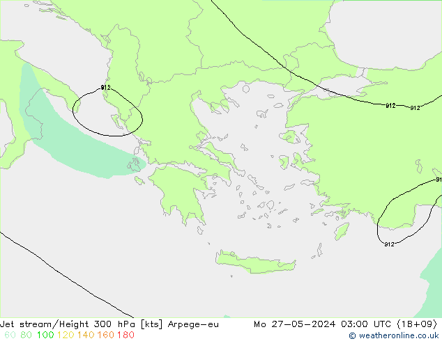 Jet stream/Height 300 hPa Arpege-eu Mo 27.05.2024 03 UTC