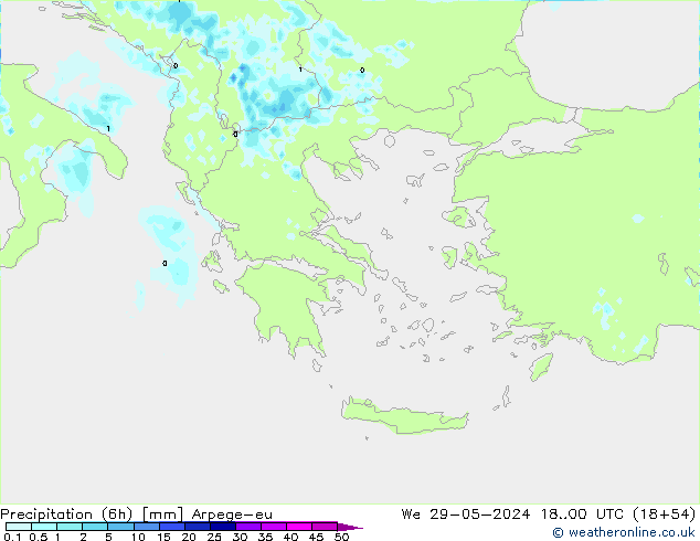 Precipitazione (6h) Arpege-eu mer 29.05.2024 00 UTC