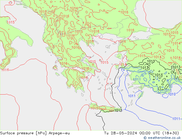 Surface pressure Arpege-eu Tu 28.05.2024 00 UTC