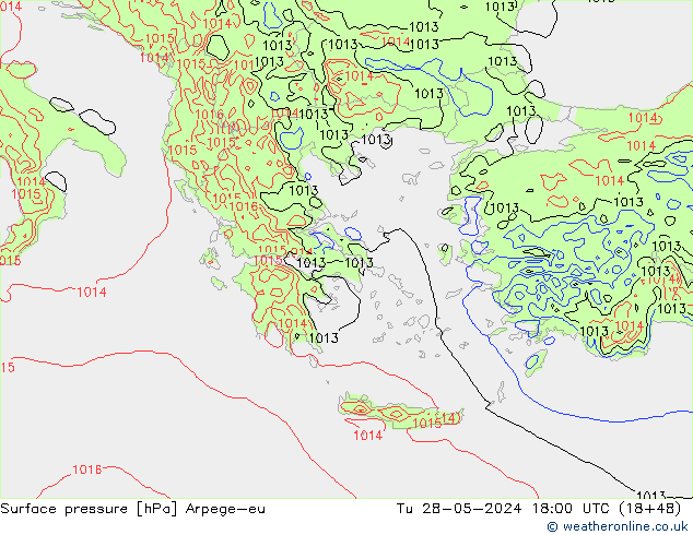 Surface pressure Arpege-eu Tu 28.05.2024 18 UTC