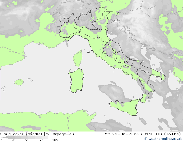 nuvens (médio) Arpege-eu Qua 29.05.2024 00 UTC