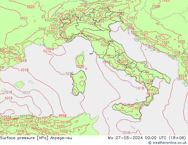 Atmosférický tlak Arpege-eu Po 27.05.2024 00 UTC