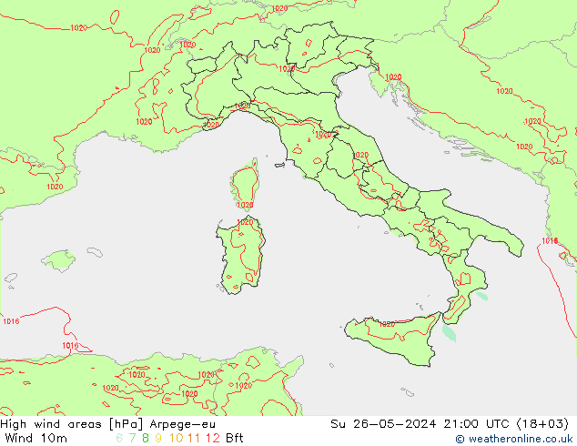Windvelden Arpege-eu zo 26.05.2024 21 UTC