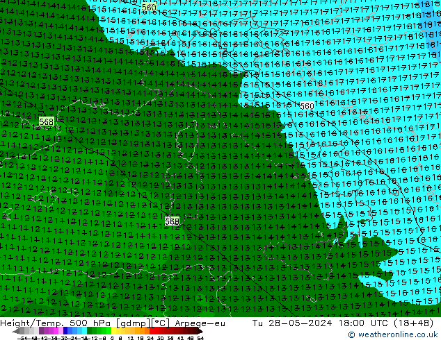 Géop./Temp. 500 hPa Arpege-eu mar 28.05.2024 18 UTC