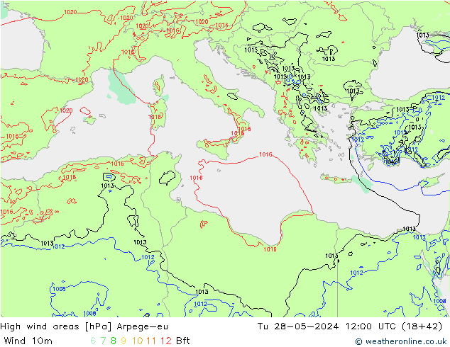 High wind areas Arpege-eu mar 28.05.2024 12 UTC