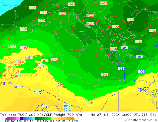 Dikte700-1000 hPa Arpege-eu ma 27.05.2024 00 UTC