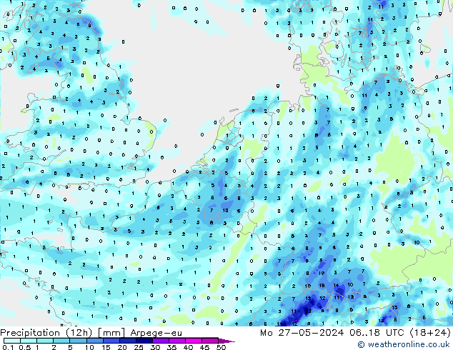 Nied. akkumuliert (12Std) Arpege-eu Mo 27.05.2024 18 UTC