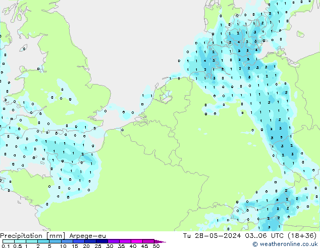 Precipitation Arpege-eu Tu 28.05.2024 06 UTC