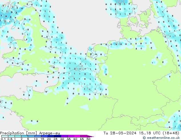 precipitação Arpege-eu Ter 28.05.2024 18 UTC