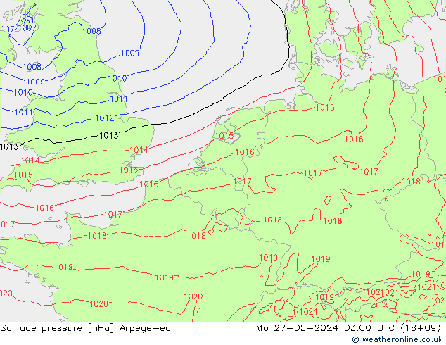 Presión superficial Arpege-eu lun 27.05.2024 03 UTC