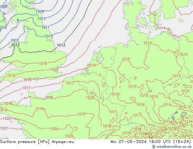 pression de l'air Arpege-eu lun 27.05.2024 18 UTC