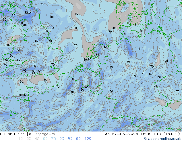 RV 850 hPa Arpege-eu ma 27.05.2024 15 UTC