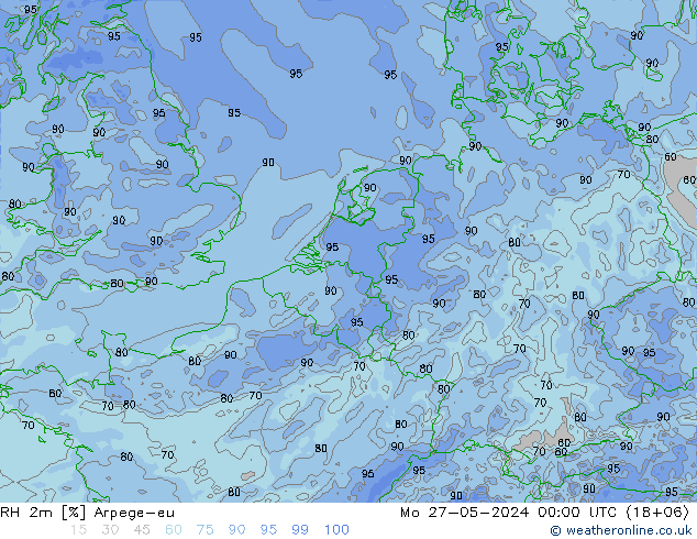 RH 2m Arpege-eu Po 27.05.2024 00 UTC