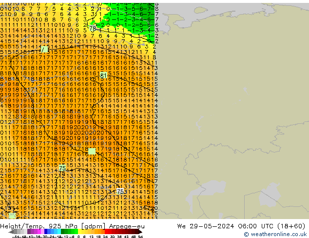 Height/Temp. 925 hPa Arpege-eu śro. 29.05.2024 06 UTC