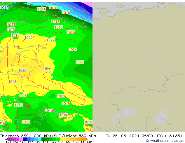 Thck 850-1000 hPa Arpege-eu Út 28.05.2024 06 UTC