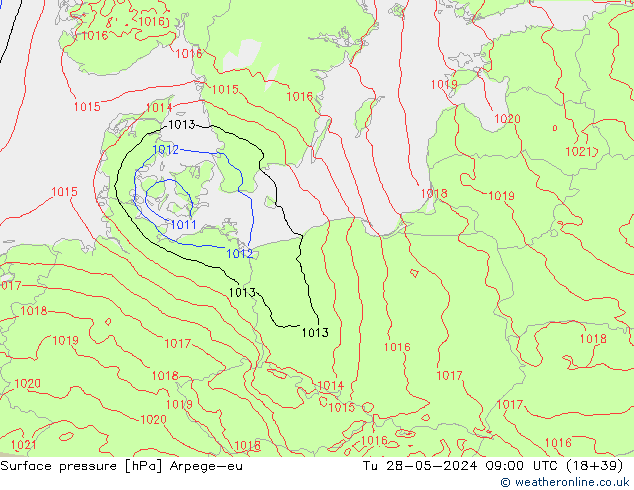 Pressione al suolo Arpege-eu mar 28.05.2024 09 UTC