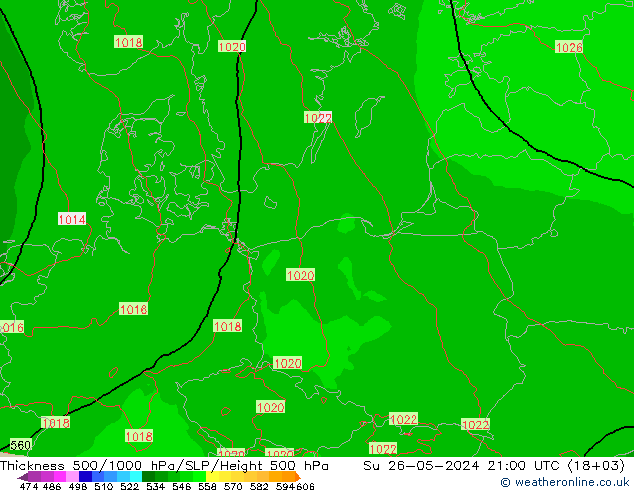 Thck 500-1000hPa Arpege-eu Ne 26.05.2024 21 UTC