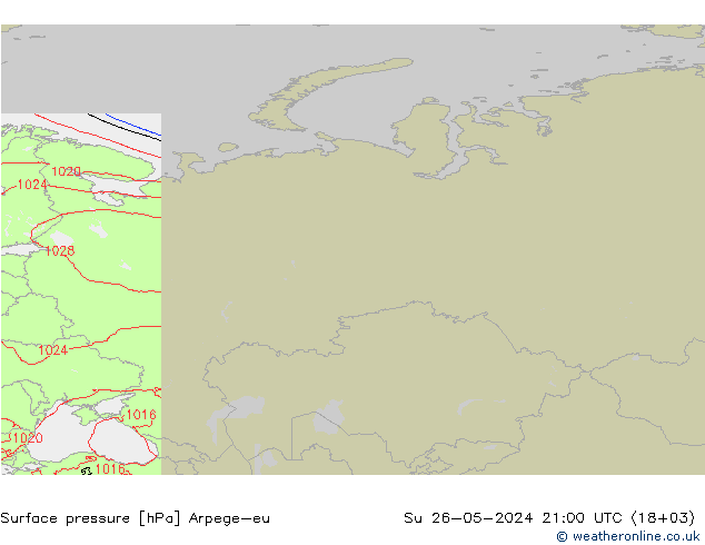 Presión superficial Arpege-eu dom 26.05.2024 21 UTC