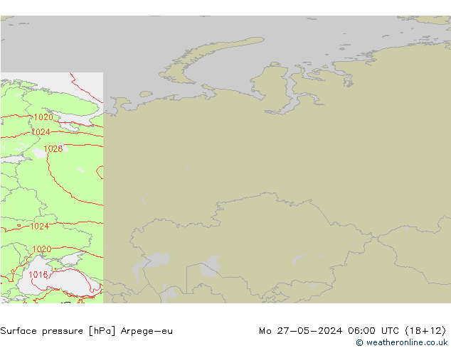 Surface pressure Arpege-eu Mo 27.05.2024 06 UTC