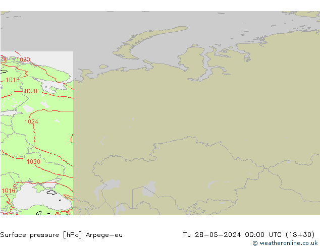 приземное давление Arpege-eu вт 28.05.2024 00 UTC