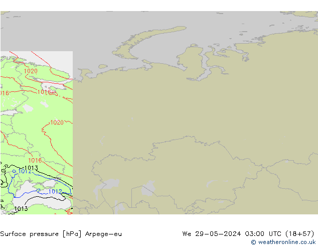 Surface pressure Arpege-eu We 29.05.2024 03 UTC