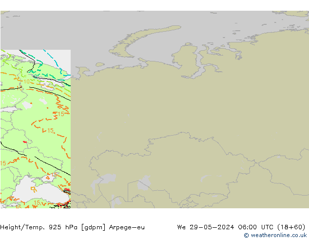 Hoogte/Temp. 925 hPa Arpege-eu wo 29.05.2024 06 UTC