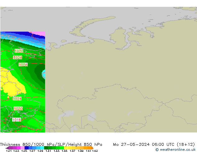 Thck 850-1000 hPa Arpege-eu Seg 27.05.2024 06 UTC