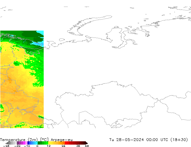 карта температуры Arpege-eu вт 28.05.2024 00 UTC