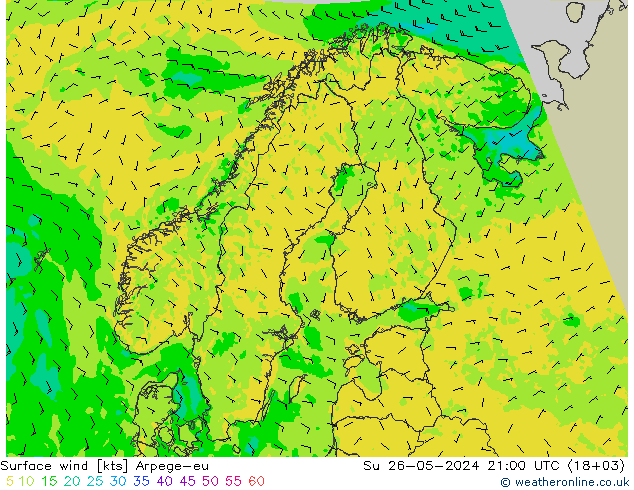 风 10 米 Arpege-eu 星期日 26.05.2024 21 UTC