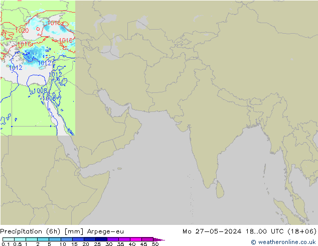 Precipitación (6h) Arpege-eu lun 27.05.2024 00 UTC