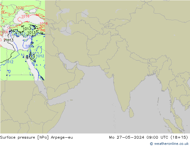 Atmosférický tlak Arpege-eu Po 27.05.2024 09 UTC