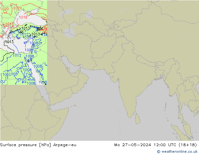 Atmosférický tlak Arpege-eu Po 27.05.2024 12 UTC