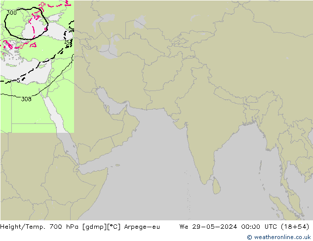 Height/Temp. 700 hPa Arpege-eu  29.05.2024 00 UTC