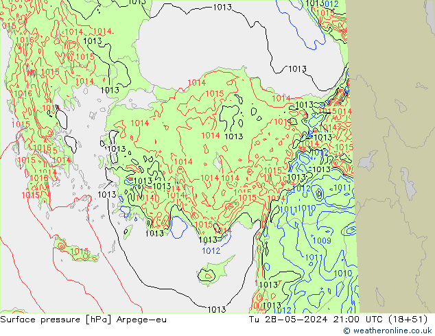 Pressione al suolo Arpege-eu mar 28.05.2024 21 UTC