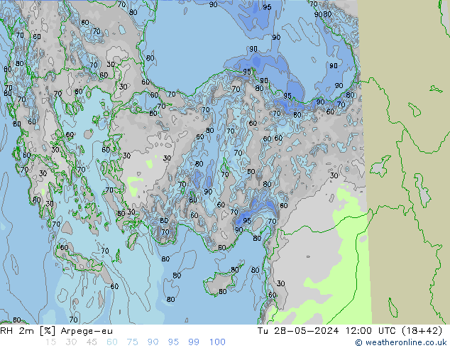 RH 2m Arpege-eu вт 28.05.2024 12 UTC