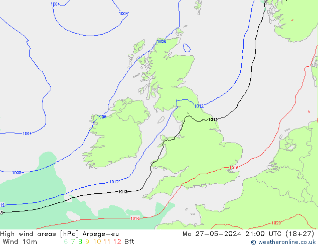yüksek rüzgarlı alanlar Arpege-eu Pzt 27.05.2024 21 UTC