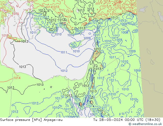 Surface pressure Arpege-eu Tu 28.05.2024 00 UTC