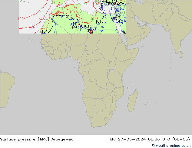 Presión superficial Arpege-eu lun 27.05.2024 06 UTC