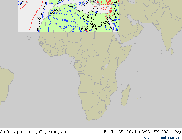 Presión superficial Arpege-eu vie 31.05.2024 06 UTC