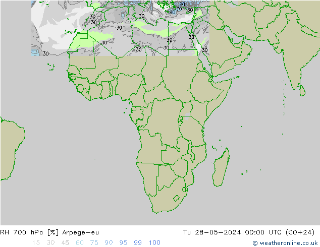 RH 700 hPa Arpege-eu mar 28.05.2024 00 UTC