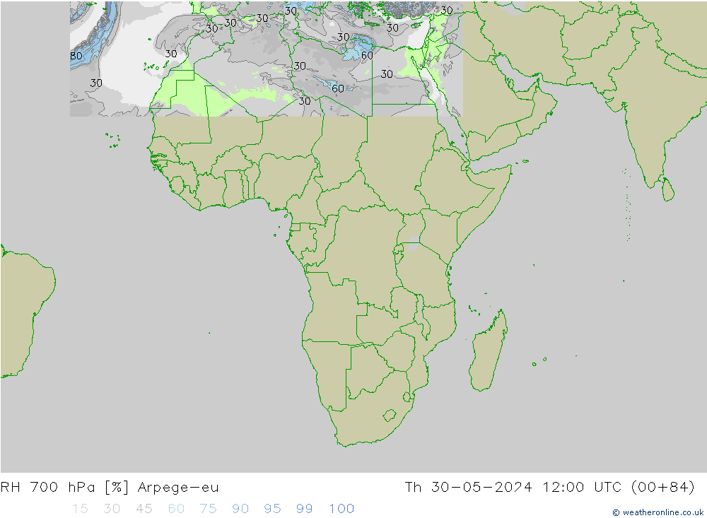 700 hPa Nispi Nem Arpege-eu Per 30.05.2024 12 UTC