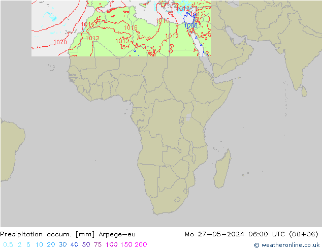 Precipitation accum. Arpege-eu  27.05.2024 06 UTC