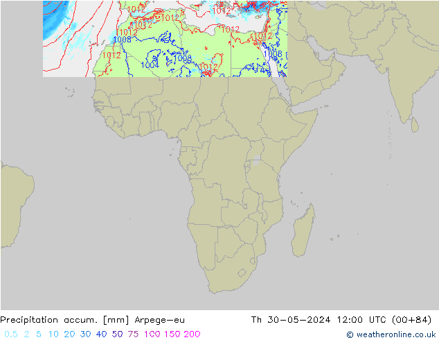 Toplam Yağış Arpege-eu Per 30.05.2024 12 UTC