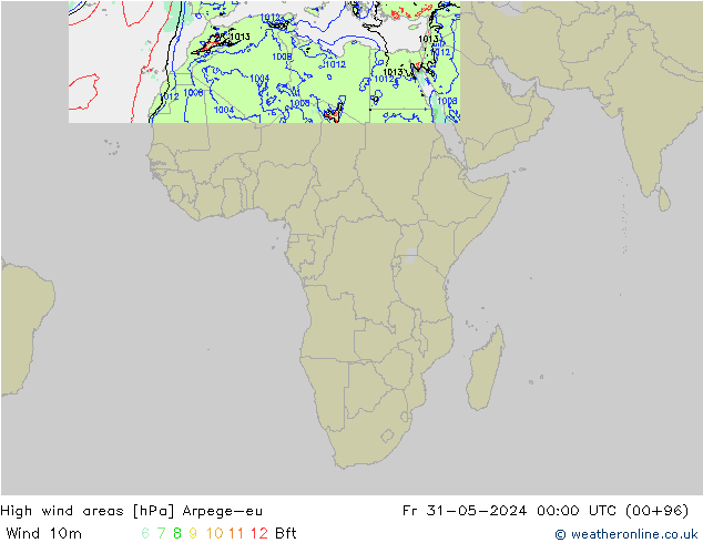Windvelden Arpege-eu vr 31.05.2024 00 UTC