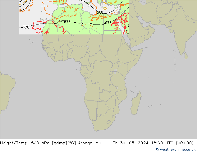 Hoogte/Temp. 500 hPa Arpege-eu do 30.05.2024 18 UTC