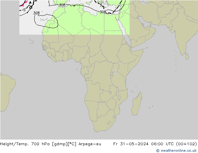 Height/Temp. 700 hPa Arpege-eu Fr 31.05.2024 06 UTC