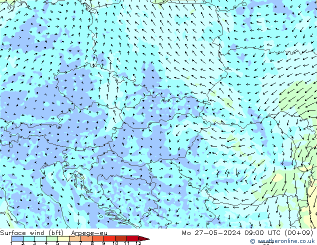 ве�Bе�@ 10 m (bft) Arpege-eu пн 27.05.2024 09 UTC