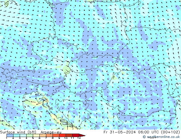  10 m (bft) Arpege-eu  31.05.2024 06 UTC