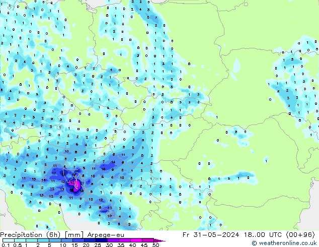 Yağış (6h) Arpege-eu Cu 31.05.2024 00 UTC